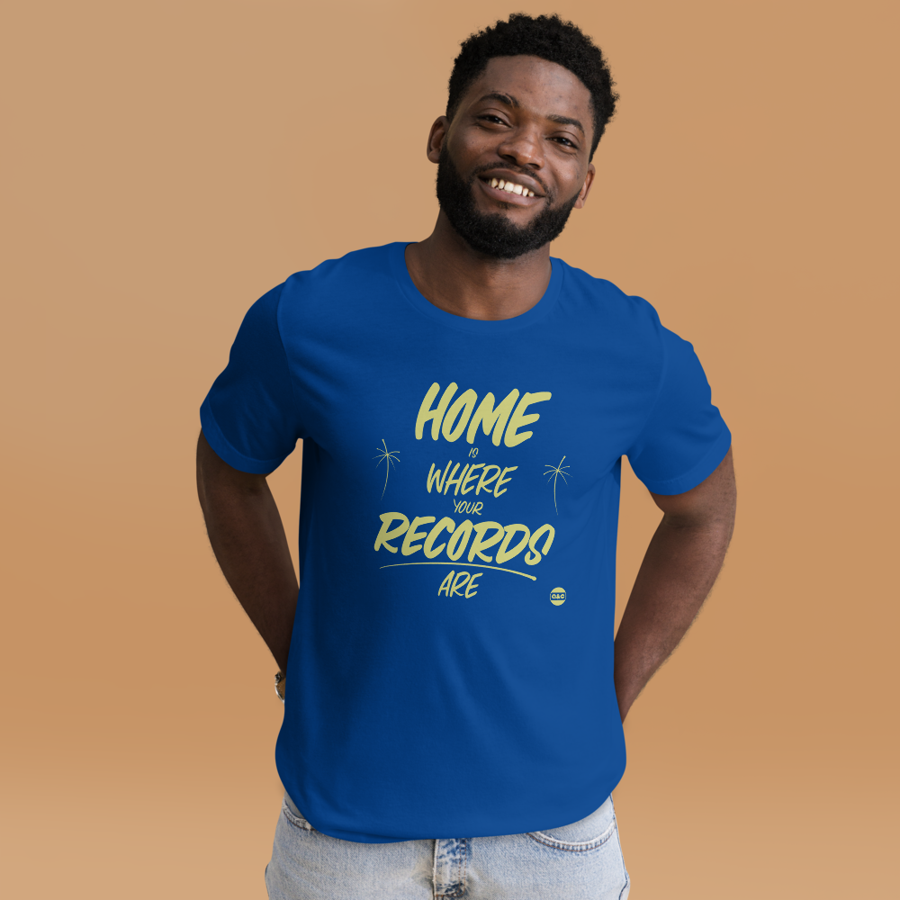 Arts & Crafts "Home Is Where Your Records Are" T-shirt (Blue)