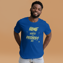 Load image into Gallery viewer, Arts &amp; Crafts &quot;Home Is Where Your Records Are&quot; T-shirt (Blue)