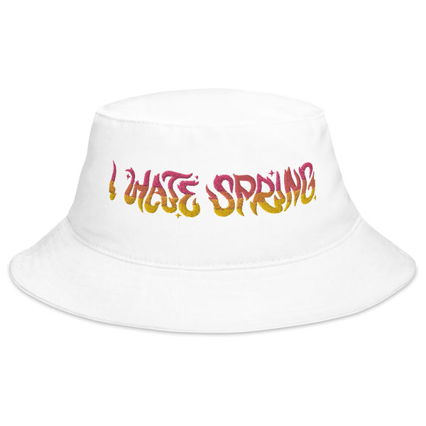Charlie Houston - "I Hate Spring" Embroidered Bucket Hat - White